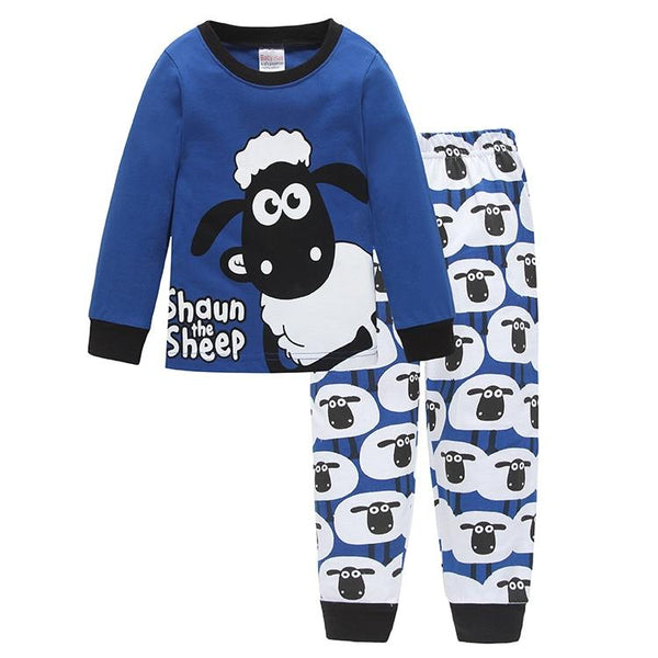 Cute Sheep Children Pajamas Sets Kids Sleepwear suit Sleeved T-Shirts+Trousers Boy clothes Pj's Infant pijama Fashion Tops+Pant