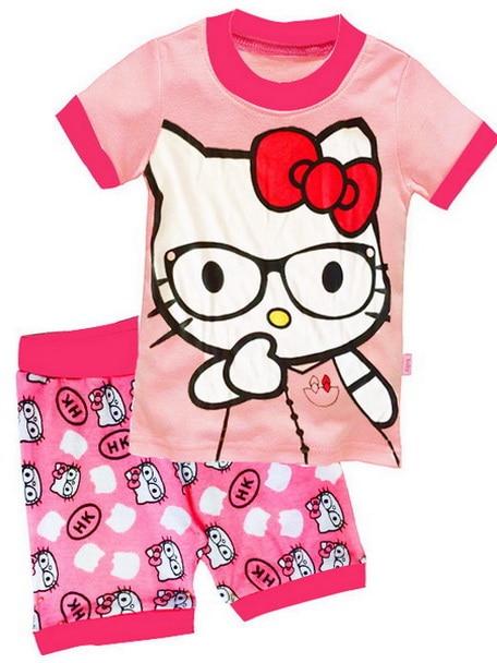 Hot sale Summer Girls Pajamas Suits Short Sleeve Kids Pijama Character Children Pyjama Sets Boys Sleepwear bottom Clothing YW10