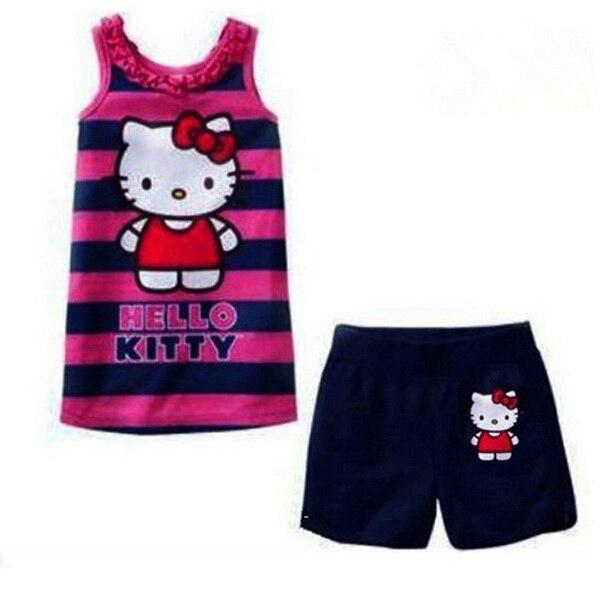 Hot sale Summer Girls Pajamas Suits Short Sleeve Kids Pijama Character Children Pyjama Sets Boys Sleepwear bottom Clothing YW10