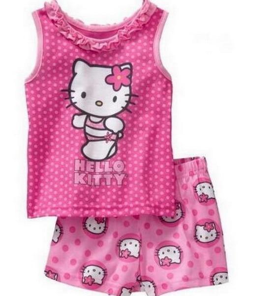 Hot sale Summer Girls Pajamas Suits Short Sleeve Kids Pijama Character Children Pyjama Sets Boys Sleepwear bottom Clothing YW10