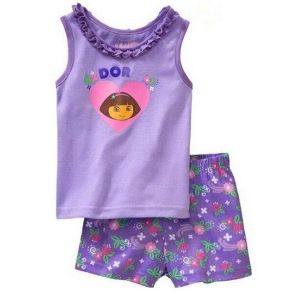 Hot sale Summer Girls Pajamas Suits Short Sleeve Kids Pijama Character Children Pyjama Sets Boys Sleepwear bottom Clothing YW10