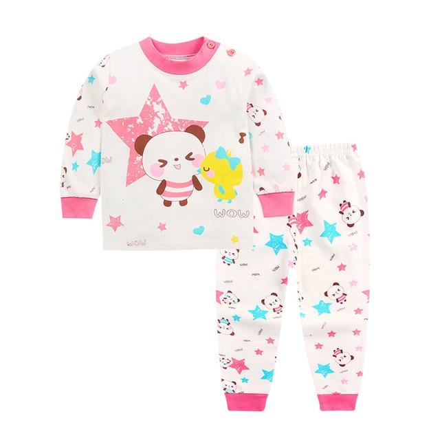 Cartoon Kids Pajamas Sets Cotton Boys Sleepwear Suit Warm Child Girl Pajamas Long Sleeve Tops+Pants 2pcs Children Clothing
