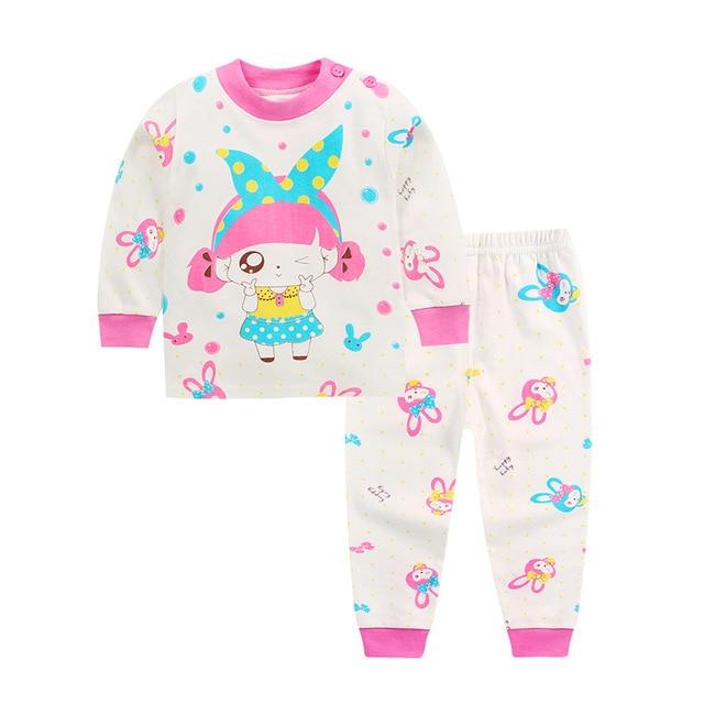 Cartoon Kids Pajamas Sets Cotton Boys Sleepwear Suit Warm Child Girl Pajamas Long Sleeve Tops+Pants 2pcs Children Clothing