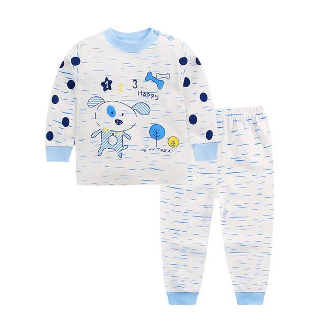 Cartoon Kids Pajamas Sets Cotton Boys Sleepwear Suit Warm Child Girl Pajamas Long Sleeve Tops+Pants 2pcs Children Clothing