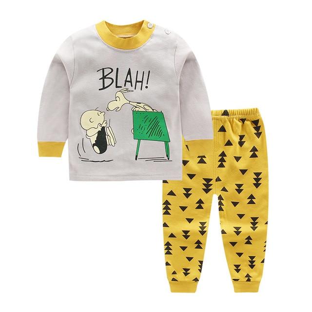 Cartoon Kids Pajamas Sets Cotton Boys Sleepwear Suit Warm Child Girl Pajamas Long Sleeve Tops+Pants 2pcs Children Clothing