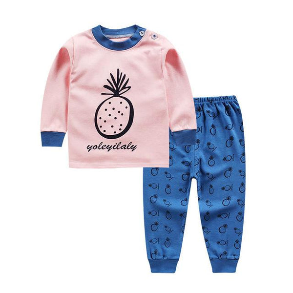 Cartoon Kids Pajamas Sets Cotton Boys Sleepwear Suit Warm Child Girl Pajamas Long Sleeve Tops+Pants 2pcs Children Clothing