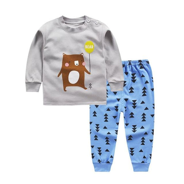 Cartoon Kids Pajamas Sets Cotton Boys Sleepwear Suit Warm Child Girl Pajamas Long Sleeve Tops+Pants 2pcs Children Clothing