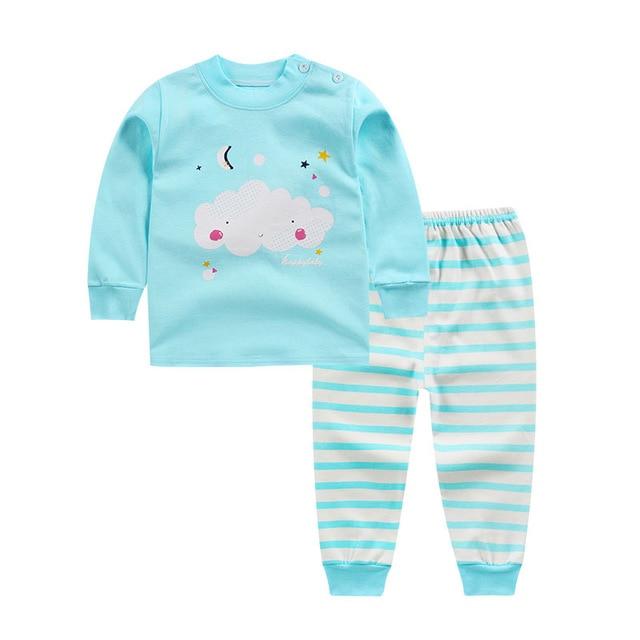 Cartoon Kids Pajamas Sets Cotton Boys Sleepwear Suit Warm Child Girl Pajamas Long Sleeve Tops+Pants 2pcs Children Clothing