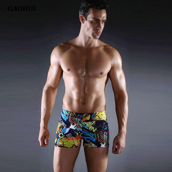 Men Swimming Trunks Elastic Print Comfortable Swimsuit 2018 Summer New Male Swim Mid Waist Sexy Beach Swimming Trunks