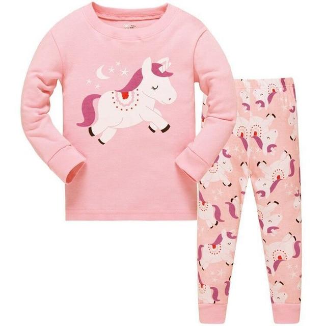 New Autumn Kids Pajamas Sets For Boys Girls Long Sleeve Lovely Unicorn Sleepwear Children Cotton Nightwear Home Wear