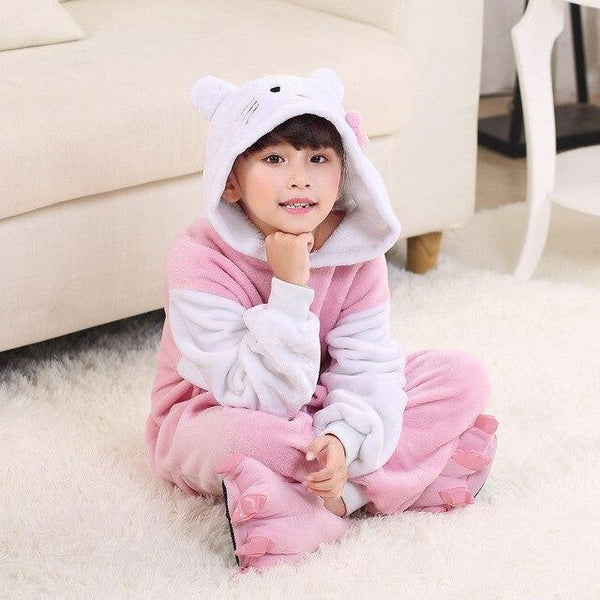 Kids Pajamas Flannel Animal Pegasus Stitch Unicorn Spiderman Pyjamas Boys Girls Winter Warm Children Sleepwear Onesies 4-12Y