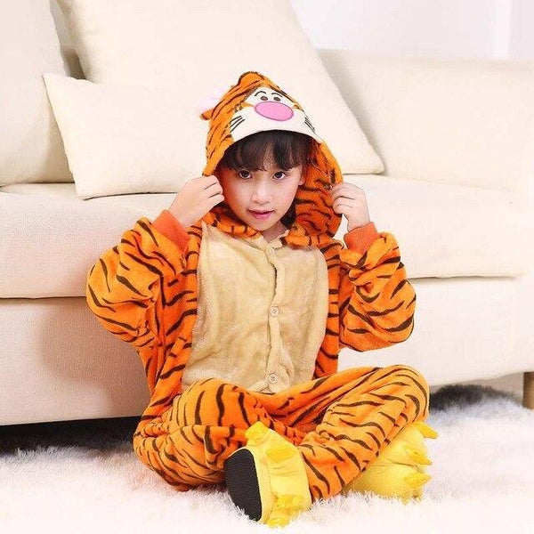 Kids Pajamas Flannel Animal Pegasus Stitch Unicorn Spiderman Pyjamas Boys Girls Winter Warm Children Sleepwear Onesies 4-12Y