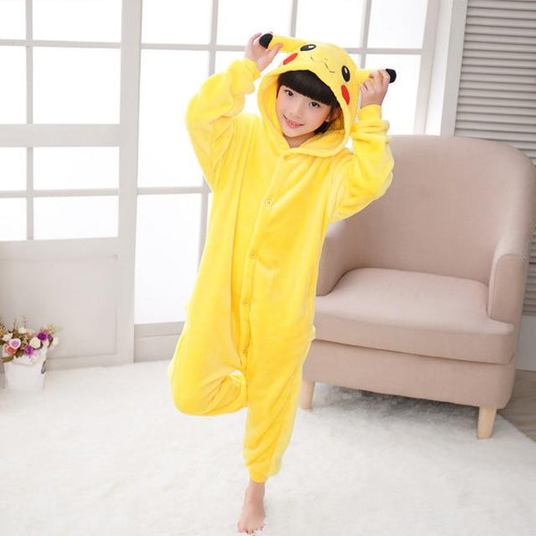 Kids Pajamas Flannel Animal Pegasus Stitch Unicorn Spiderman Pyjamas Boys Girls Winter Warm Children Sleepwear Onesies 4-12Y