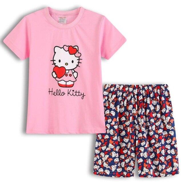 baby kids Pajamas Set summer children Short Sleeve cotton sleepwear Boys Cartoon pyjamas girls cute Nightwear home clothing L141