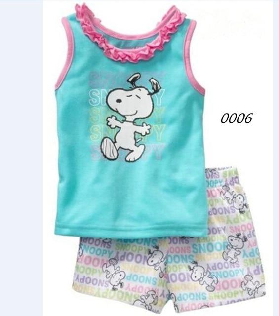 summer Children's clothing sets Fashion cartoon printing Baby girl pajamas suit sets cotton shirts+casual shorts S003
