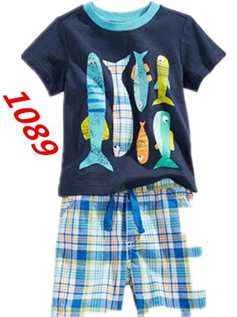 summer Children's clothing sets Fashion cartoon printing Baby girl pajamas suit sets cotton shirts+casual shorts S003