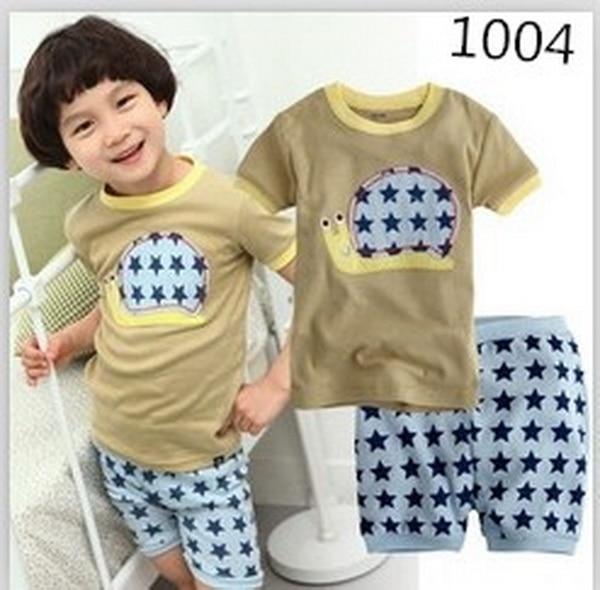 summer Children's clothing sets Fashion cartoon printing Baby girl pajamas suit sets cotton shirts+casual shorts S003