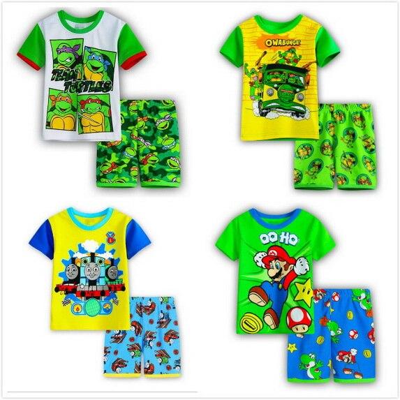 Summer Children's Pajamas set Baby brand Cartoon home clothing girls princess Sleepwear kids pajamas pijamas boys Nightwear Z1