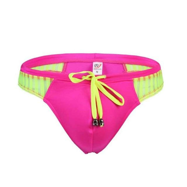 Men's Sexy Swimming Briefs Mesh Patchwork G-string Swimsuits Surf Wear Thong Low Waist Board Shorts Bathing Suit Beach Wear