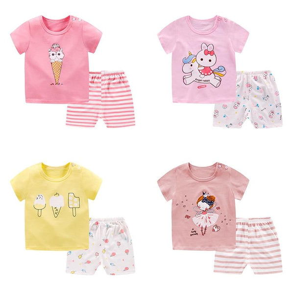 pyjamas kids cotton toddler cartoon children pajamas sets for baby girls boys short sleeve summer sleepwear pyjama enfant garcon