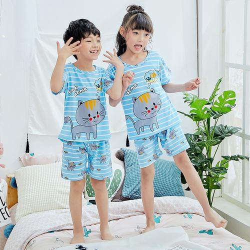 Pajamas Suit for Kids Cartoon Cute Children Pijamas Short Sleeve Summer Girls Sleepwear Baby Pyjamas Set Boys Sleepwear