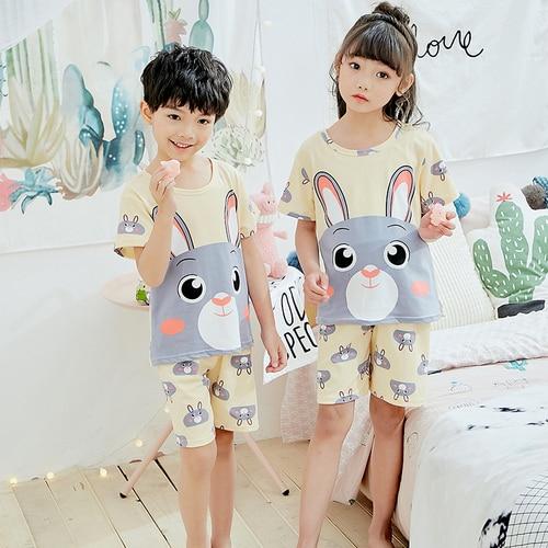 Pajamas Suit for Kids Cartoon Cute Children Pijamas Short Sleeve Summer Girls Sleepwear Baby Pyjamas Set Boys Sleepwear