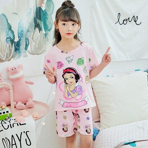 New Summer Cartoon Short Sleeve Pajamas Suit Girls Cute Sleepwear Children Clothing Set Boys Child Pijamas Sets Baby Homewear