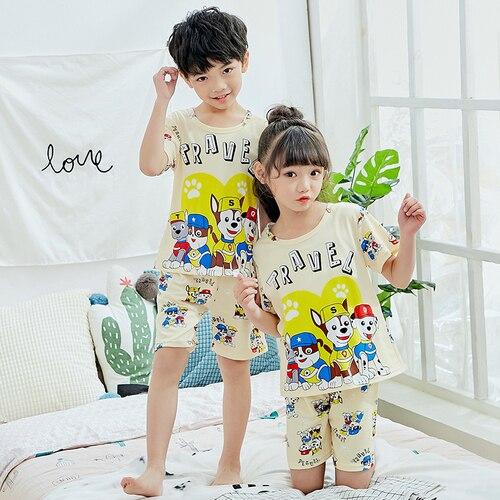 New Summer Cartoon Short Sleeve Pajamas Suit Girls Cute Sleepwear Children Clothing Set Boys Child Pijamas Sets Baby Homewear
