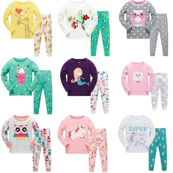 NEW 2019 girlys nightwear girls family christmas pajamas cartoon kids pajama sets,children sleepwear toddler baby pyjamas 3T-8T