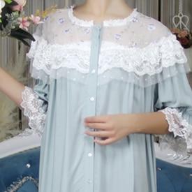Woman Robe Nightgown Long Sleepwear Vintage Elegant Homewear Ladies Long Dress Full Length Nighties