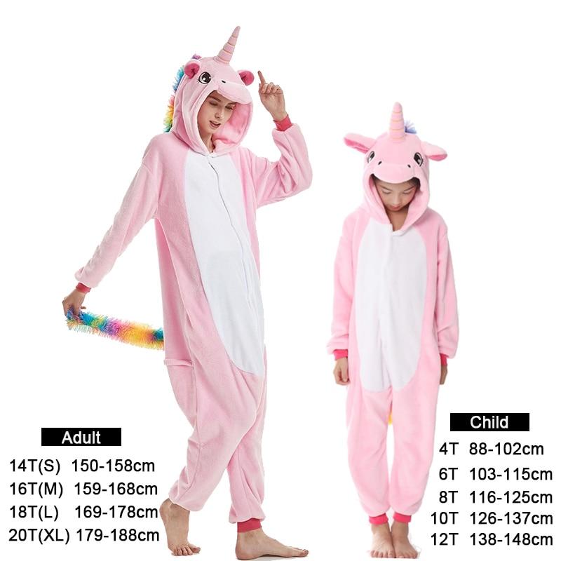 Kids Unicorn Pijama Adult Winter Pyjama Sleepwear For Women Boys Cartoon Homewear Onesie Kigurumi Pajamas Set Baby Girls Clothes