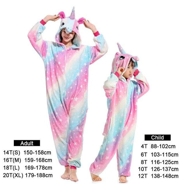 Kids Unicorn Pijama Adult Winter Pyjama Sleepwear For Women Boys Cartoon Homewear Onesie Kigurumi Pajamas Set Baby Girls Clothes