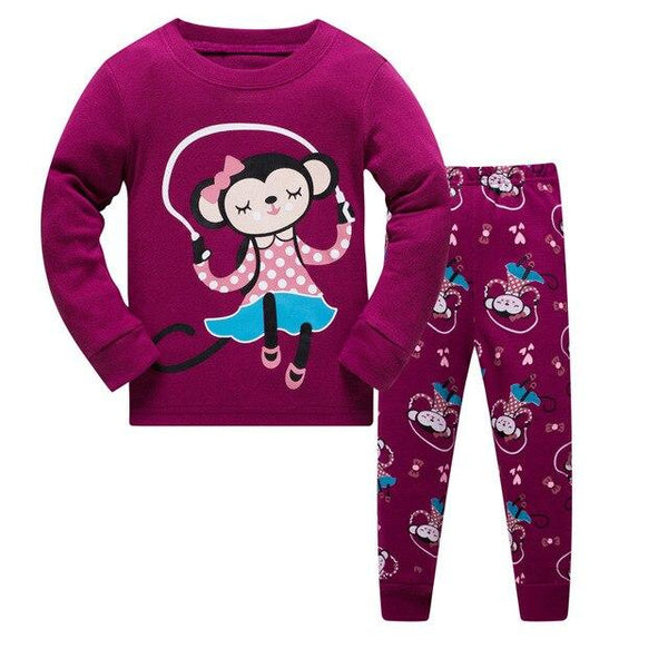 Kids Cartoon Cotton Pajamas Boys Casual Pajamas Sets Girls Long Blouses+Trousers 2-Piece Home Sleepwear Sets For Spring Autumn