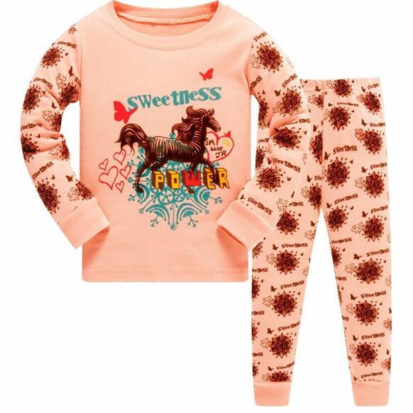 Kids Cartoon Cotton Pajamas Boys Casual Pajamas Sets Girls Long Blouses+Trousers 2-Piece Home Sleepwear Sets For Spring Autumn