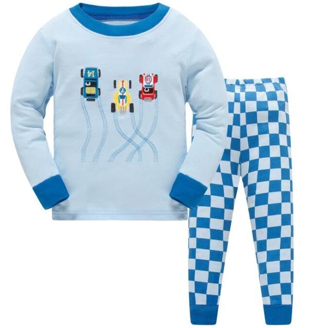 Kids Cartoon Cotton Pajamas Boys Casual Pajamas Sets Girls Long Blouses+Trousers 2-Piece Home Sleepwear Sets For Spring Autumn