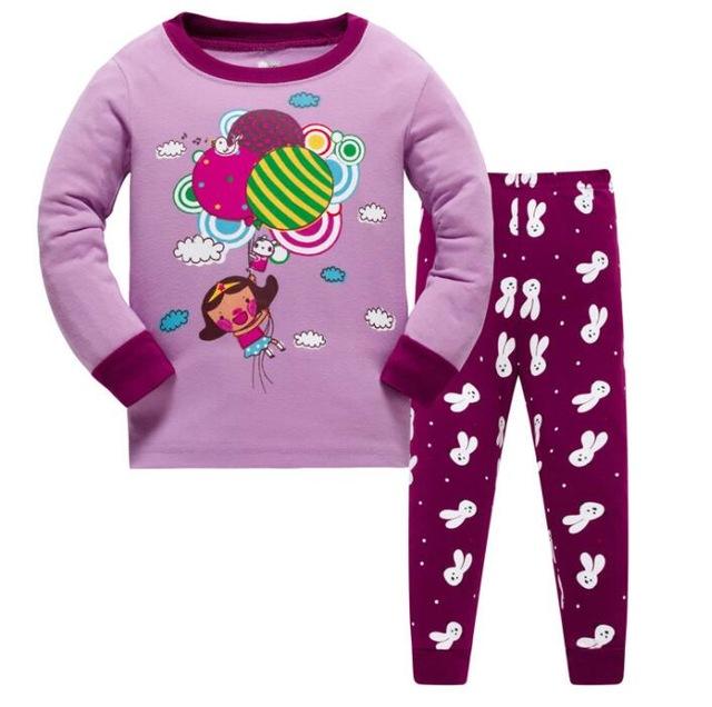 Kids Cartoon Cotton Pajamas Boys Casual Pajamas Sets Girls Long Blouses+Trousers 2-Piece Home Sleepwear Sets For Spring Autumn