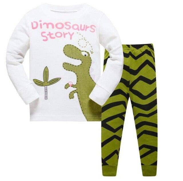 Kids Cartoon Cotton Pajamas Boys Casual Pajamas Sets Girls Long Blouses+Trousers 2-Piece Home Sleepwear Sets For Spring Autumn