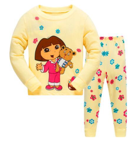 Children Casual Pajamas Clothing Set Boys & Girls Cartoon Sleepwear Suit Sets Kids Long-sleeved+Pant 2-Piece Cotton Pajamas Sets