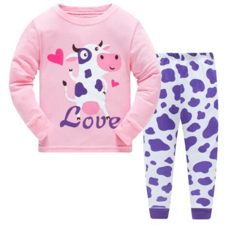 Children Casual Pajamas Clothing Set Boys & Girls Cartoon Sleepwear Suit Sets Kids Long-sleeved+Pant 2-Piece Cotton Pajamas Sets