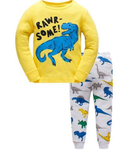 Children Casual Pajamas Clothing Set Boys & Girls Cartoon Sleepwear Suit Sets Kids Long-sleeved+Pant 2-Piece Cotton Pajamas Sets