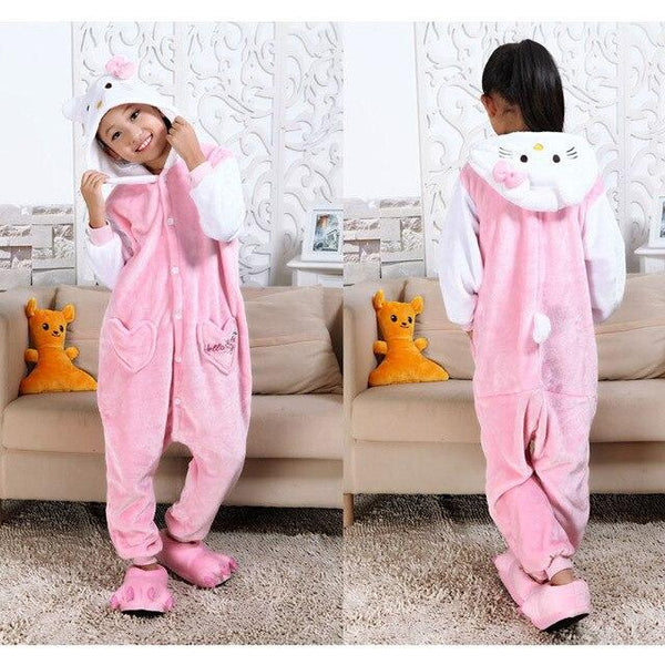 Stitch Children's Pajamas Cartoon Kigurumi Unicorn Boys Girls Animal Dinosaur Kids Onesies Fannel Pajama for 4 6 8 10 12 Years