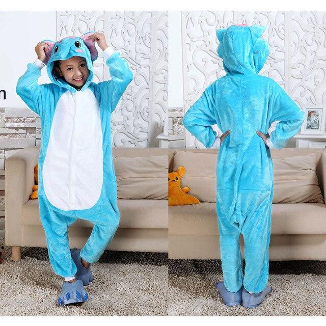 Stitch Children's Pajamas Cartoon Kigurumi Unicorn Boys Girls Animal Dinosaur Kids Onesies Fannel Pajama for 4 6 8 10 12 Years