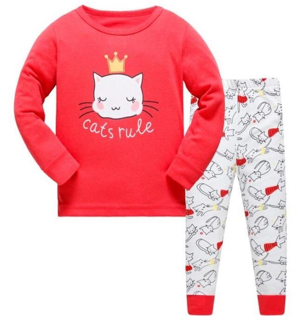 Girls Home Sleepwear Baby Kids Cotton Pajamas Set Children Cartoon Long Sleeve Pyjamas Clothing Sets Boys Casual Pijamas Set