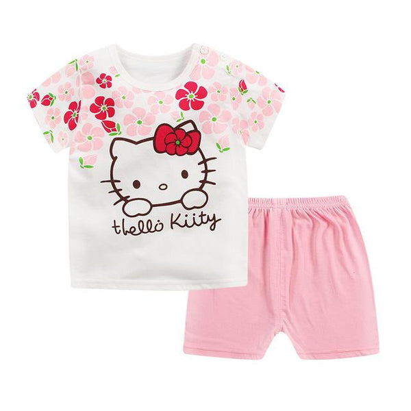 2019 New cotton Kids Boys Girls Clothes Baby Pajamas Short Sleeved Clothing Set children Cartoon set Children's home Sleepwear