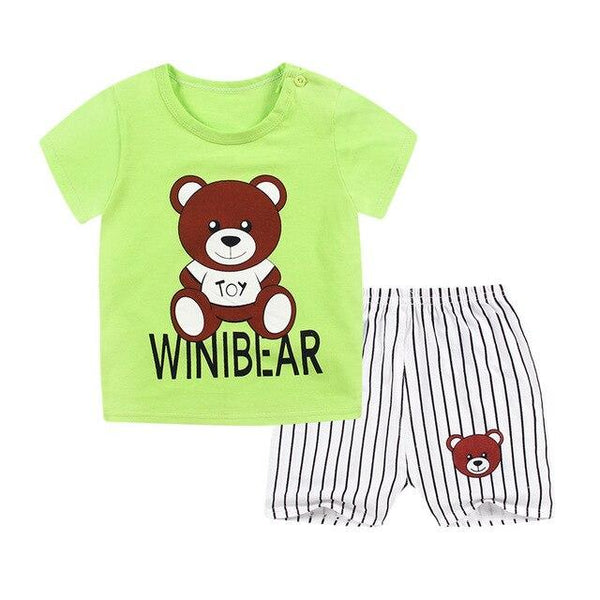 2019 New cotton Kids Boys Girls Clothes Baby Pajamas Short Sleeved Clothing Set children Cartoon set Children's home Sleepwear