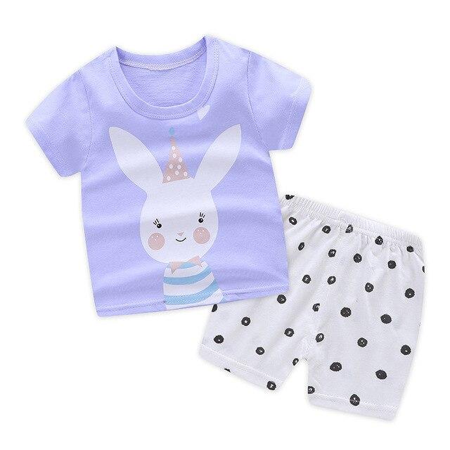 2019 New cotton Kids Boys Girls Clothes Baby Pajamas Short Sleeved Clothing Set children Cartoon set Children's home Sleepwear