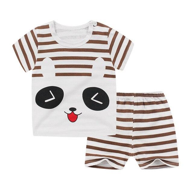 2019 New cotton Kids Boys Girls Clothes Baby Pajamas Short Sleeved Clothing Set children Cartoon set Children's home Sleepwear