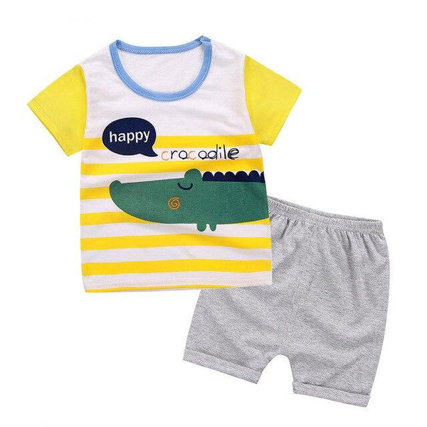 2019 New cotton Kids Boys Girls Clothes Baby Pajamas Short Sleeved Clothing Set children Cartoon set Children's home Sleepwear