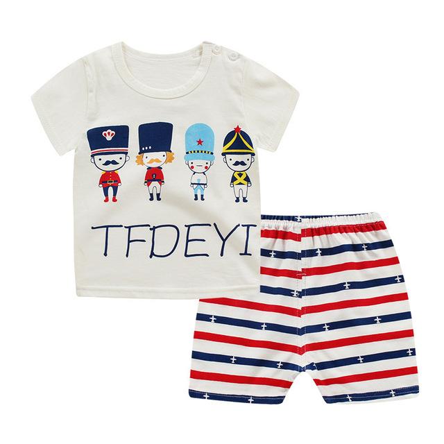 2019 New cotton Kids Boys Girls Clothes Baby Pajamas Short Sleeved Clothing Set children Cartoon set Children's home Sleepwear