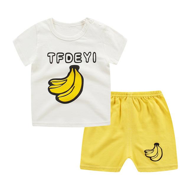 2019 New cotton Kids Boys Girls Clothes Baby Pajamas Short Sleeved Clothing Set children Cartoon set Children's home Sleepwear